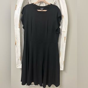 Black Flutter Sleeve Fit & Flare Dress